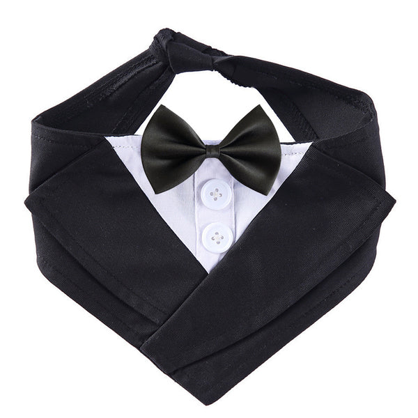 Dog Gentleman Suit Bow Tie Bib Saliva Towel